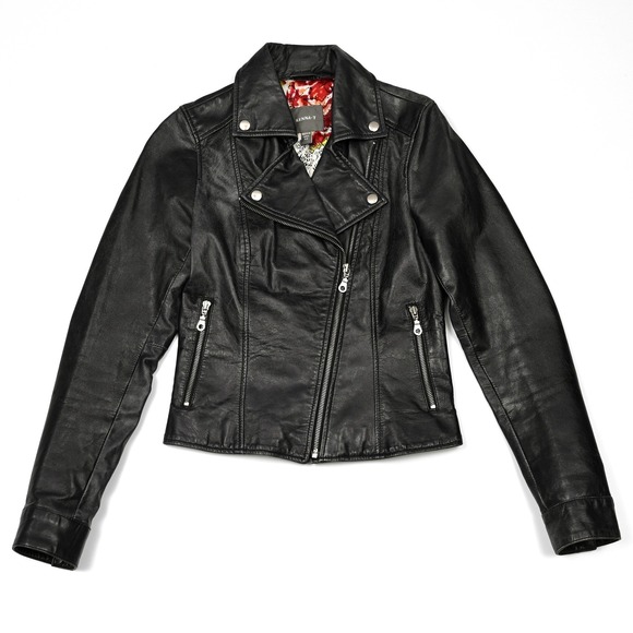 Kenna T Women's Leather Moto Jacket XS Distressed Asymmetrical Zip Black‎ Biker - Picture 2 of 12